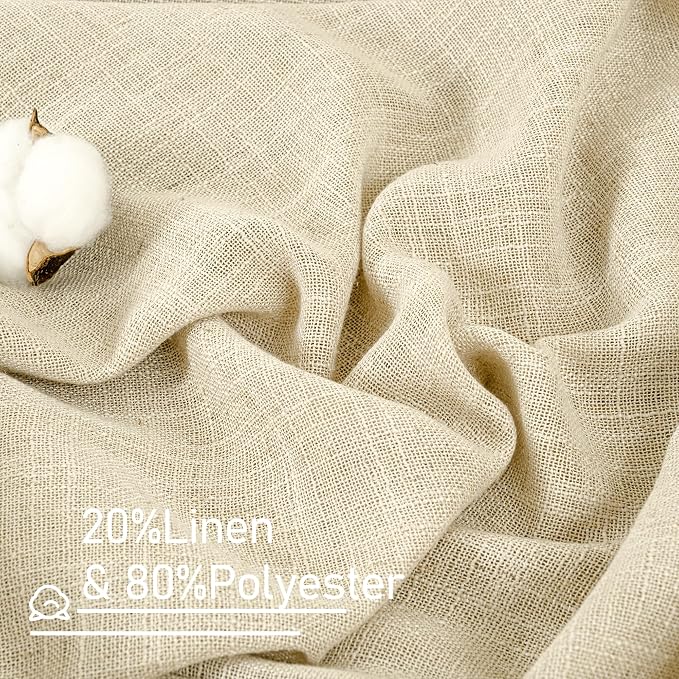 Beige Linen Curtains for Living Room 84 Inch Length 2 Panels Set | Linen - Image 2
