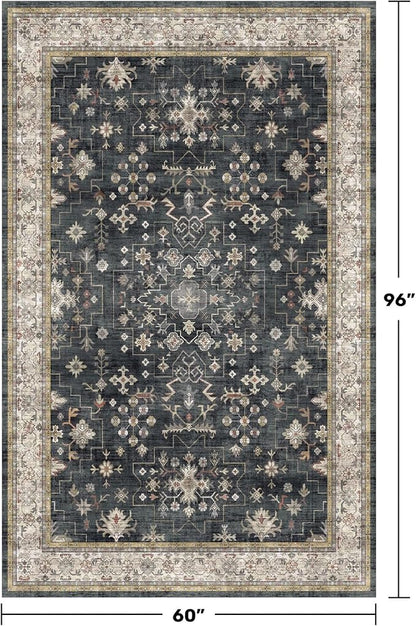 Black Modern Farmhouse 5x8 Area Rug - Image 2