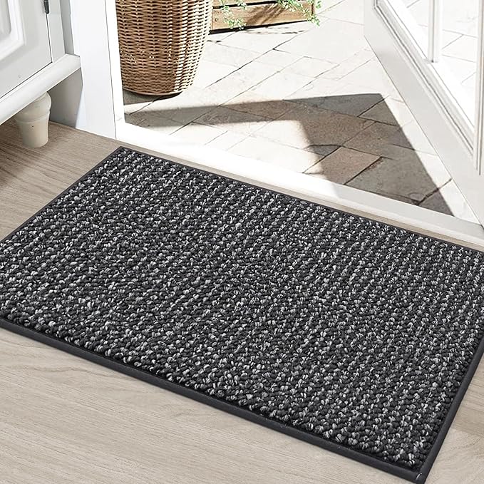 BEQHAUSE Dirt Trapper Door Mat 24"x36", Non-Slip Washable Doormat, Charcoal | by BEQHAUSE