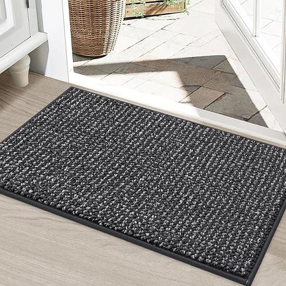 BEQHAUSE Dirt Trapper Door Mat 24"x36", Non-Slip Washable Doormat, Charcoal | by BEQHAUSE