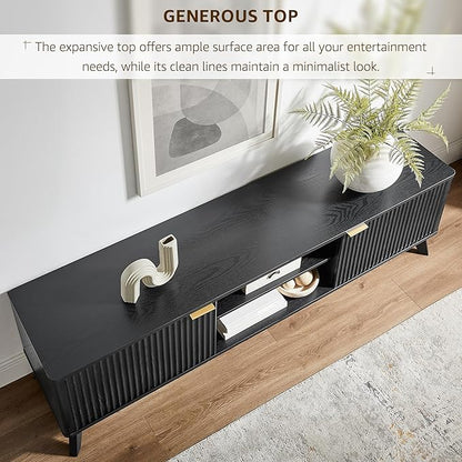 OKD 70" Mid Century Modern Fluted TV Stand, Entertainment Center, Media Console - Image 4