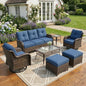 Patio Furniture Set, High Back Rattan Sofa & Swivel Rocker Chairs, Weather by SAILARYPatioFurniture