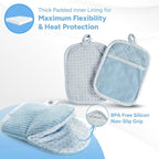 Casa Platino Silicone Oven Mitts Set, 8-Piece – 500°F Heat Resistant Mini Oven Mitt Set, Potholders for Kitchens, 2 Kitchen Towels & 2 Dish Cloths – Durable, Non-Slip & Machine Washable – Cornflower