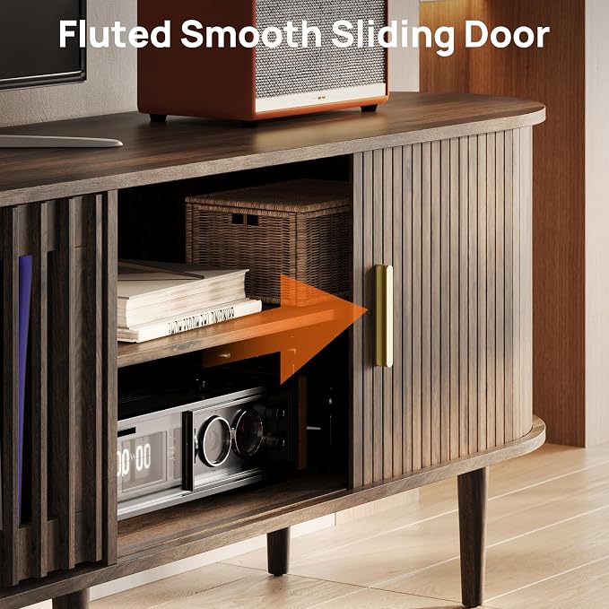 70" Fluted Mid Century Modern TV Stand - Image 7