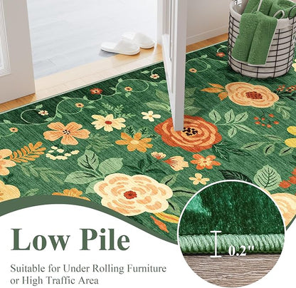 DUKINO 5x7 Area Rug Floral Washable Rug - Image 6