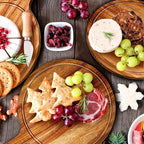 Nuenen 10 Pcs Round Wood Cutting Board with Handle Acacia Wooden Serving Kitchen Chopping Boards for Pizza, Bread, Cheese, Charcuterie, Fruit, Vegetables(Acacia)