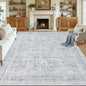 Area Rugs 9x12 Living Room: Bedroom Neutral Washable Carpet Gray | Vintage Boho by Luxturiy