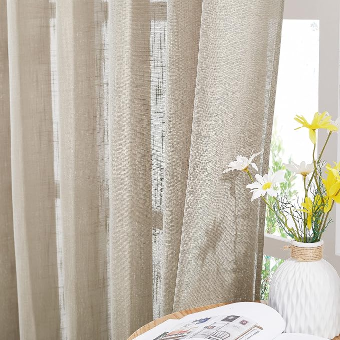NICETOWN Privacy Linen Sheer Curtains, Rod Pocket & Back Tab Elegant Vertical - Image 4