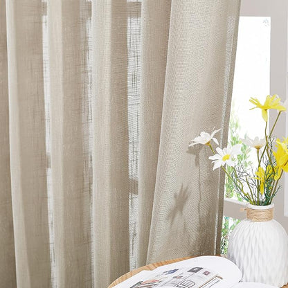 NICETOWN Privacy Linen Sheer Curtains, Rod Pocket & Back Tab Elegant Vertical - Image 4