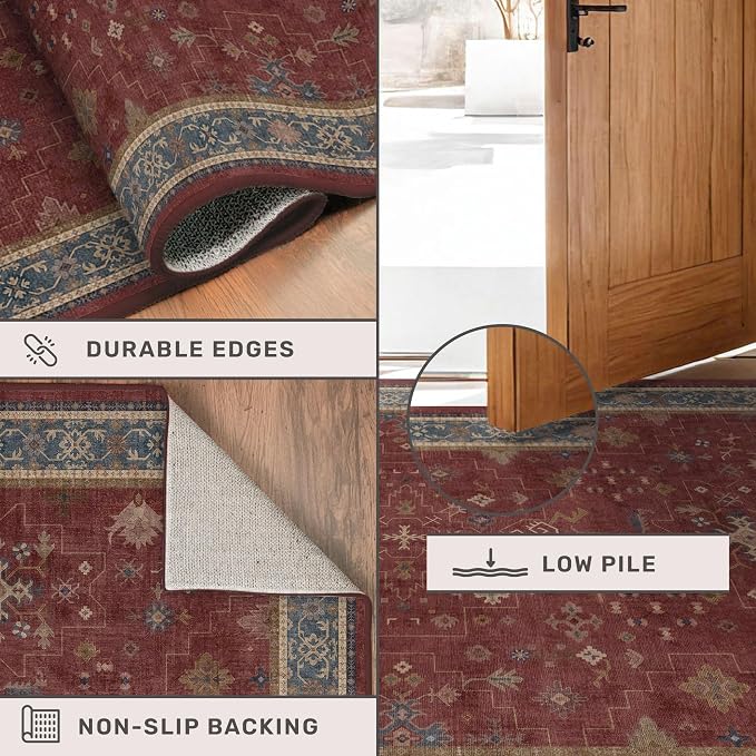Burgundy 2x4 Washable Entry Rug - Image 5