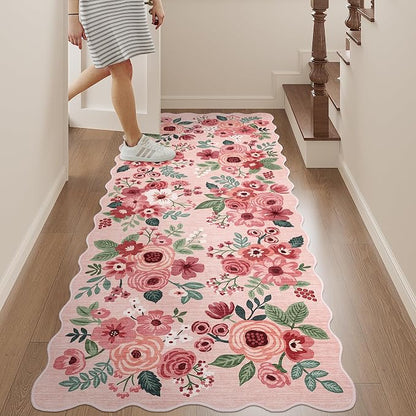DUKINO 2x5 Washable Runner Rug, Floral Non Slip Rug - Image 4