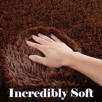 Brown 6x9 Area Rugs for Living Room Bedroom, Large Fluffy Bedside Throw Rug - Image 2