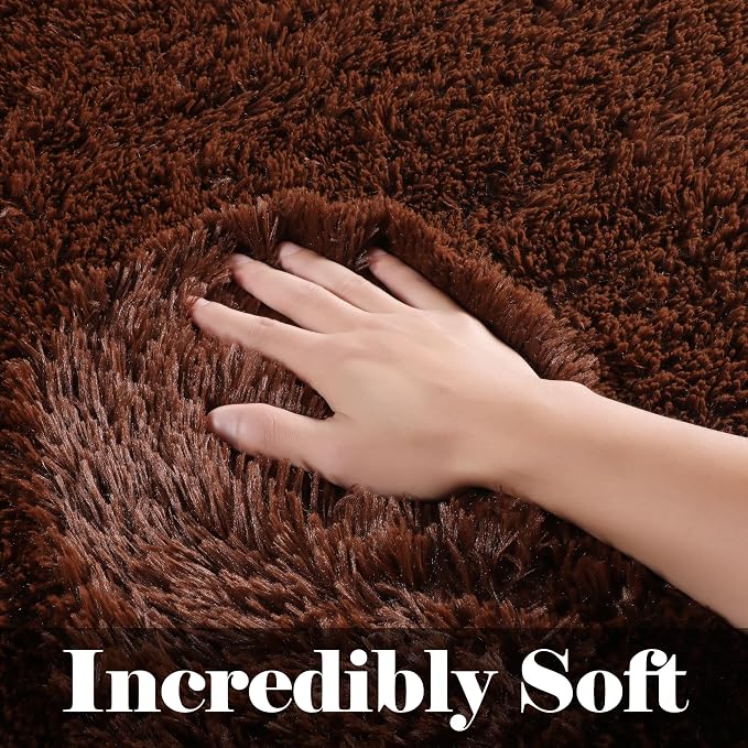 Brown Runner Rugs for Bedroom Living Room, Fluffy 2x6 Hallway Soft Area Rug | - Image 3