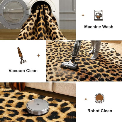 Western Faux Leopard Rug, Large Animal Print Cheetah Rug, 7 x 6.2 Ft | Premium - Image 6