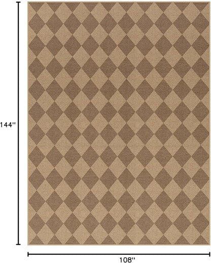 Lahome Checkered Easy Jute Dining Room Rug, 9x12 Outdoor Area Rugs Washable | - Image 2