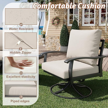 HOMREST Patio Furniture Sets 7 PCS Outdoor Metal Conversation Sets, 360 Degree - Image 4