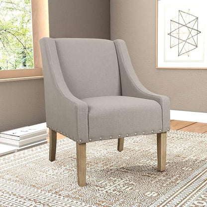 Homepop Home Decor | Upholstered Classic Swoop Arm Accent Chair | Accent Chairs - Image 2