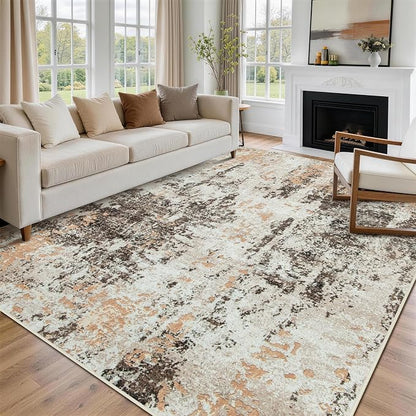9x12 Area Rugs for Living Room Washable Bedroom Dining Room Brown Beige | - Image 9