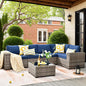 ovios 6 Pieces Patio Furniture Set, Outdoor Wicker Sectional Sofa by OVIOS