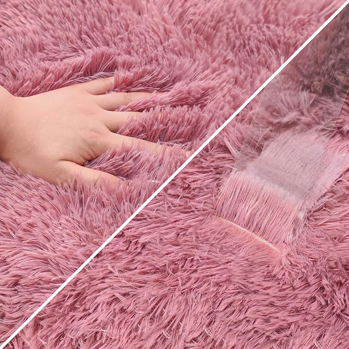 Blush Pink Runner Rug for Bedroom Pink 2x5ft Fluffy Area Rug Bedside Runner Rug - Image 6
