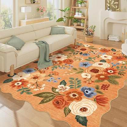 DUKINO 5x7 Area Rugs for Bedroom, Floral Washable Rug Non Slip, Stain Resistant - Image 7