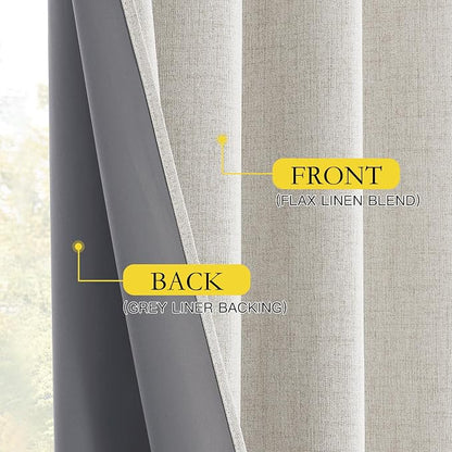 NICETOWN 100% Blackout Linen Curtains 102 inches Long 2 Panels, Thermal - Image 8