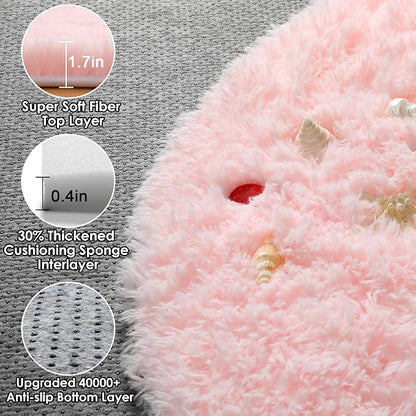 Light Pink Round Area Rugs 6ft for Bedroom Living Room, Fluffy Circle Rug for - Image 2