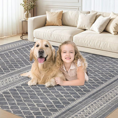 cotiled Boho 9x12 Area Rug for Living Room: Large Moroccan Washable Rug | Solve - Image 9