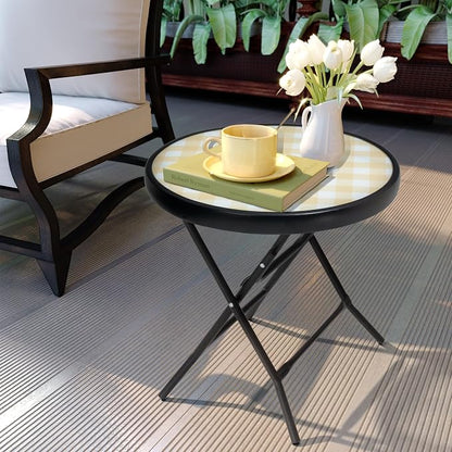 Foldable Patio Side Tables, 17.7" Small End Table Outdoor Weatherproof - Image 2