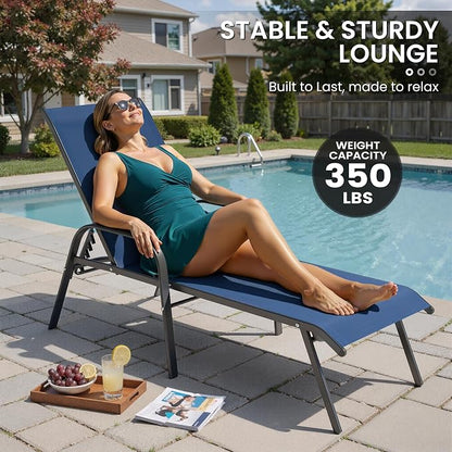 Crestlive Products Outdoor Chaise Lounge Chair, 5-Position Pool Lounge Chairs - Image 6