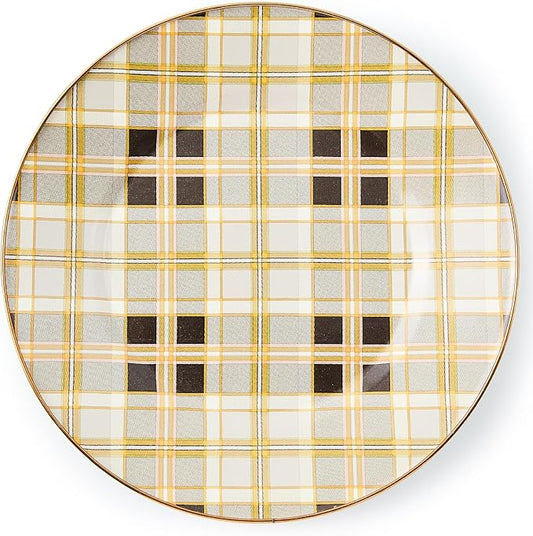 MACKENZIE-CHILDS Tartan Mocha Dinner Plate