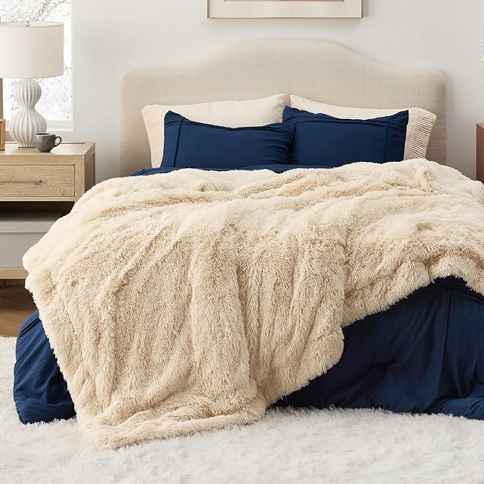 Bedsure GentleSoft Fluffy Beige King Size Blanket by Unknown
