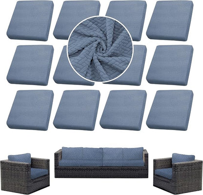 12PCS Patio Cushion Covers, Patio Furniture Couch Seat Slipcovers | Washable by SUKAIKEQA