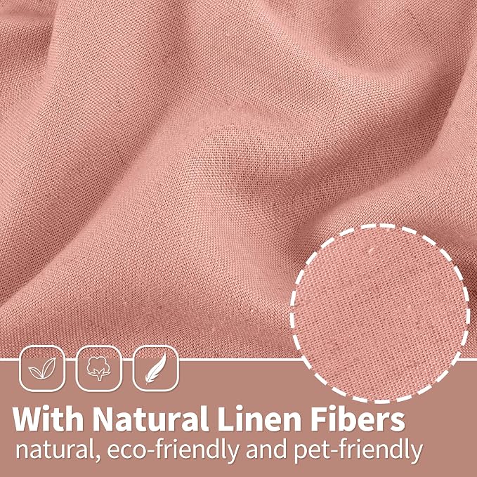YoungsTex Dusty Rose Linen Curtains 63 Inches Length - Image 4