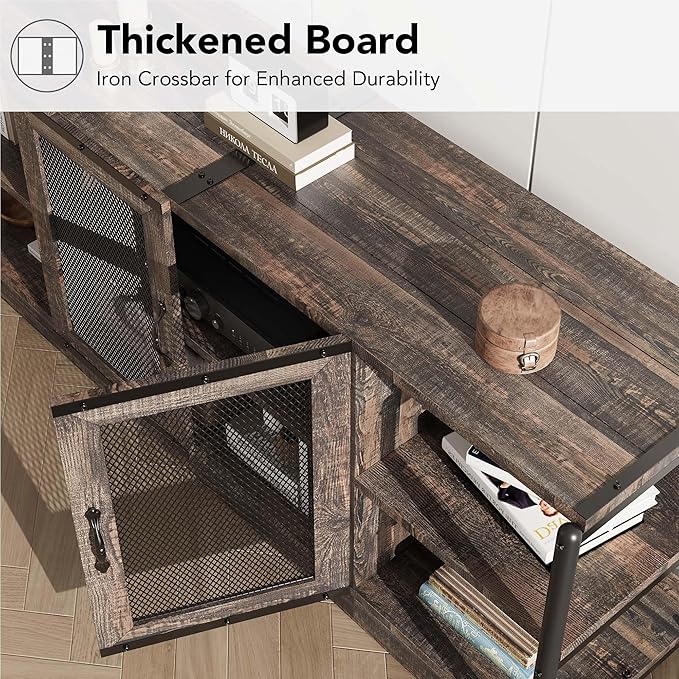 GarveeHome TV Stand for 65+ Inch TV, Rustic Entertainment Center TV Media - Image 6