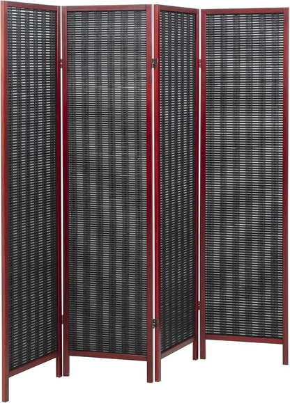 Roundhill Furniture Inkwell 4-Panel Bamboo Room Divider, Folding Portable - Image 9