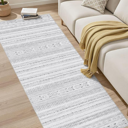 cotiled Hallway 2.6x8 Runner Rugs Washable Boho Rug Dark Grey | Stain Resistan - Image 5