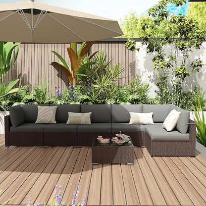 KIGOTY 7-Piece Patio Furniture Set, All-Weather PE Rattan Outdoor Sectional Sofa - Image 9