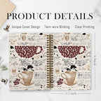 Coffee Spiral Notebook, Coffee Lover Gifts, Coffee Bean Notebook, Coffee Themed Journal Notebooks for School Work, Coffee House Office Supplies Gifts for Coffee Drinkers Women Men, 5.5x8.3Inch