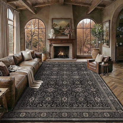 Schweek 9x12 Washable Area Rug Vintage Dark Rugs by Schweek