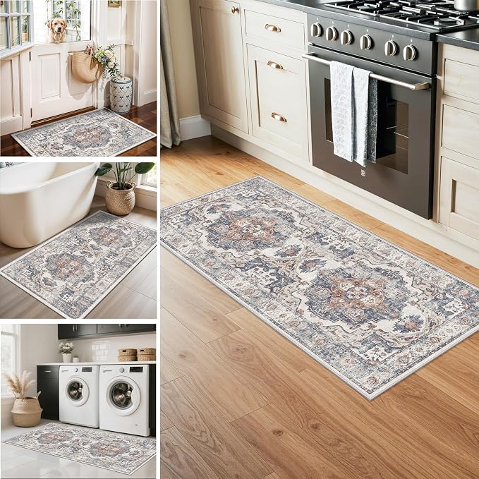4 Pieces Kitchen Rug Set: Washable Water Resisitant Carpet - Image 4