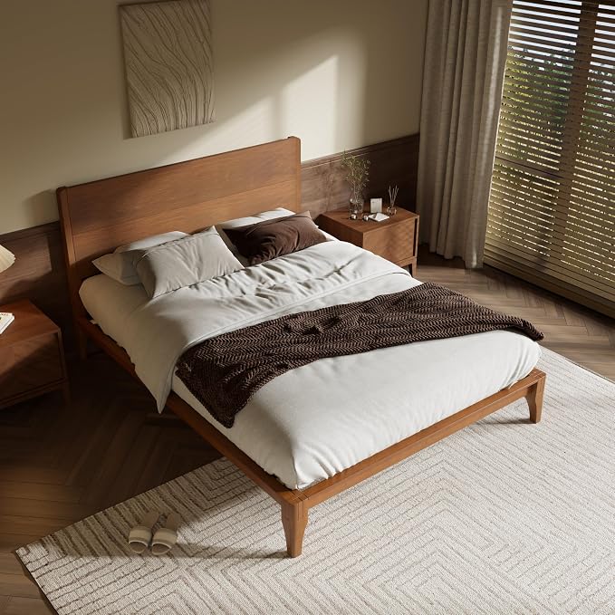 Merax King Size Bamboo Platform Bed, Mid-Century Modern Bed Frame - Image 4