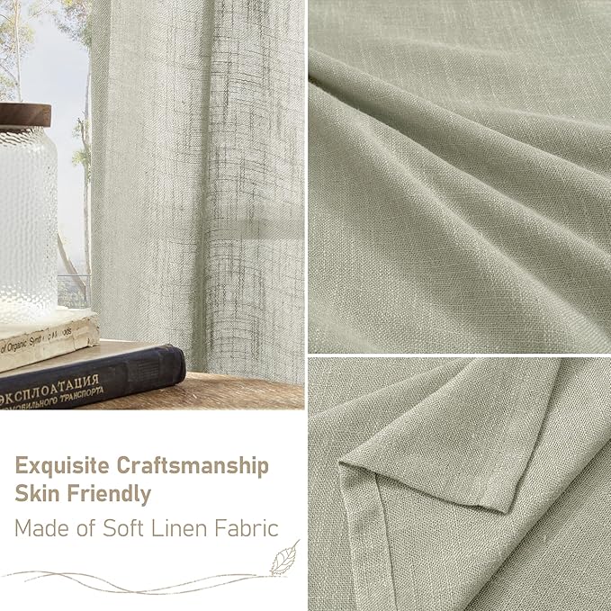 Linen Curtains 63 Inch Length 2 Panels - Image 6