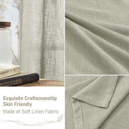 Sage Grey Linen Boho Curtains 68 inch Length 2 Panels, 52 x 68 Inch | Light - Image 6