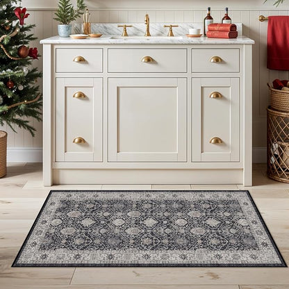 Washable 2x3 Entryway Area Rug: Vintage Soft Thin Door Mat - Image 2