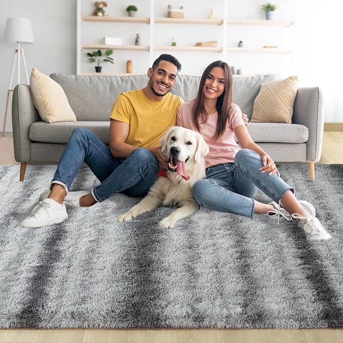 4x6 Grey Fluffy Soft Area Rug Non-Slip - Image 2