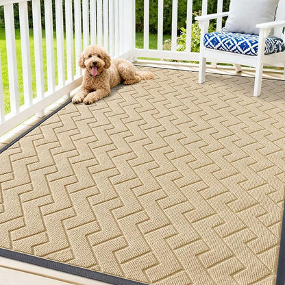 OLANLY Front Door Mat Outside 71x47, All-Season Absorbent Rubber Doormat | Beige by OLANLY
