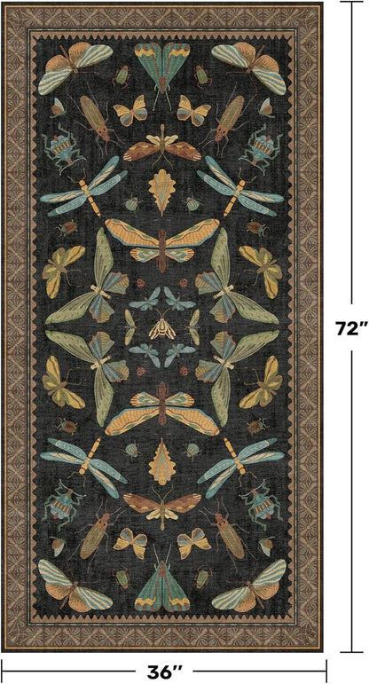 Green and Black Rug for Entryway Indoor- 3x6 Kitchen Floor Mats Non Slip - Image 2