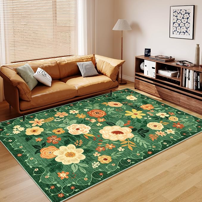 DUKINO 5x7 Area Rug Floral Washable Rug - Image 8