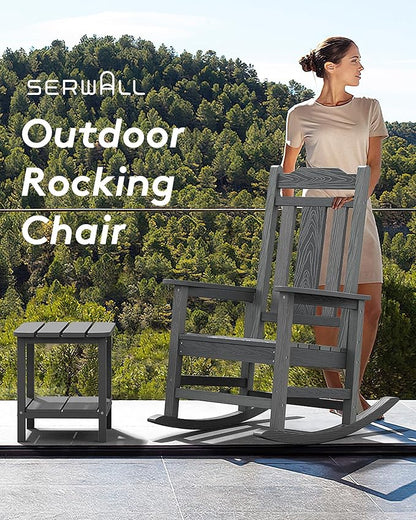 SERWALL Oversized Outdoor Rocking Chair, All Weather Patio Rocking Chair - Image 4